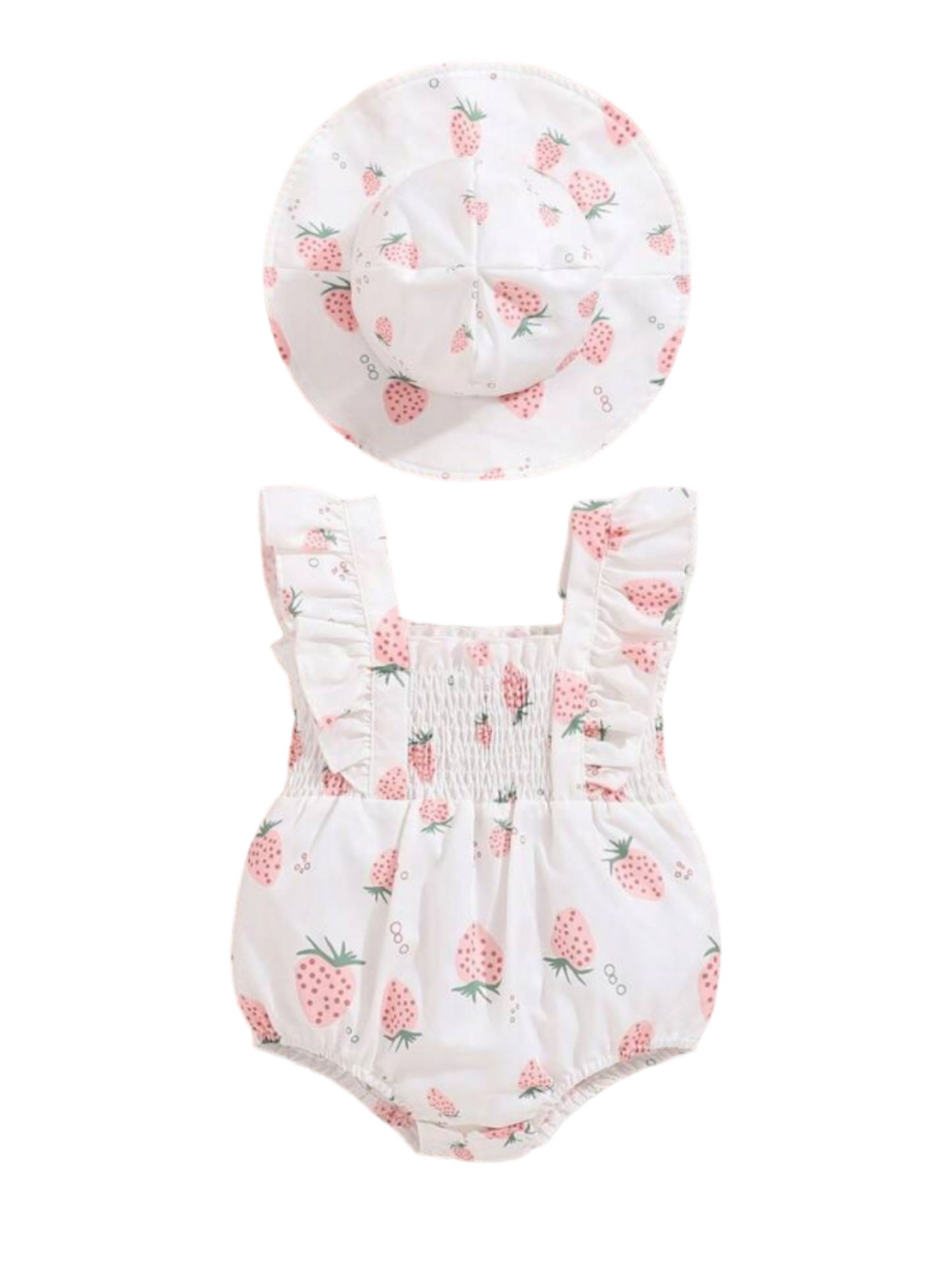 Strawberry baby romper with Hat