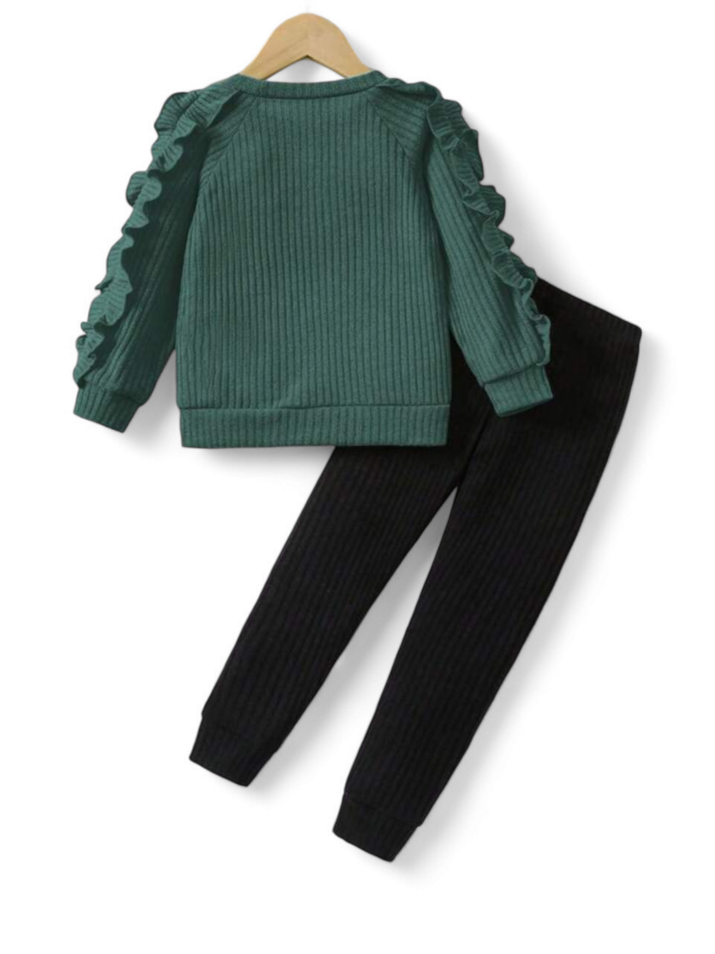 Green heart top with leggings girl set