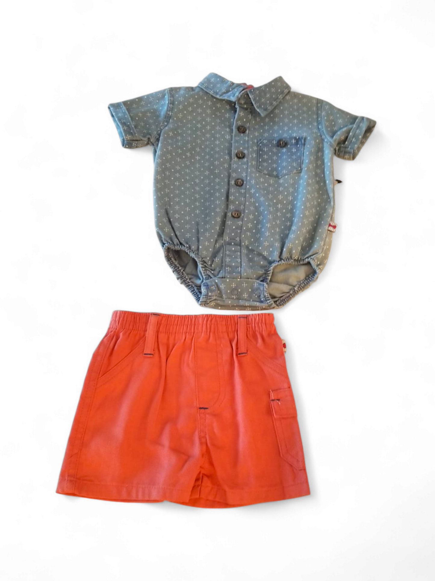 Dapper Dude 2pc blue and white with short pants baby set