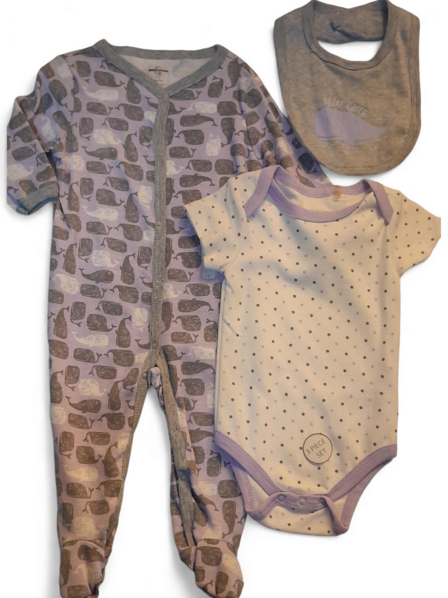 Qby quilted 3pc baby onsies set