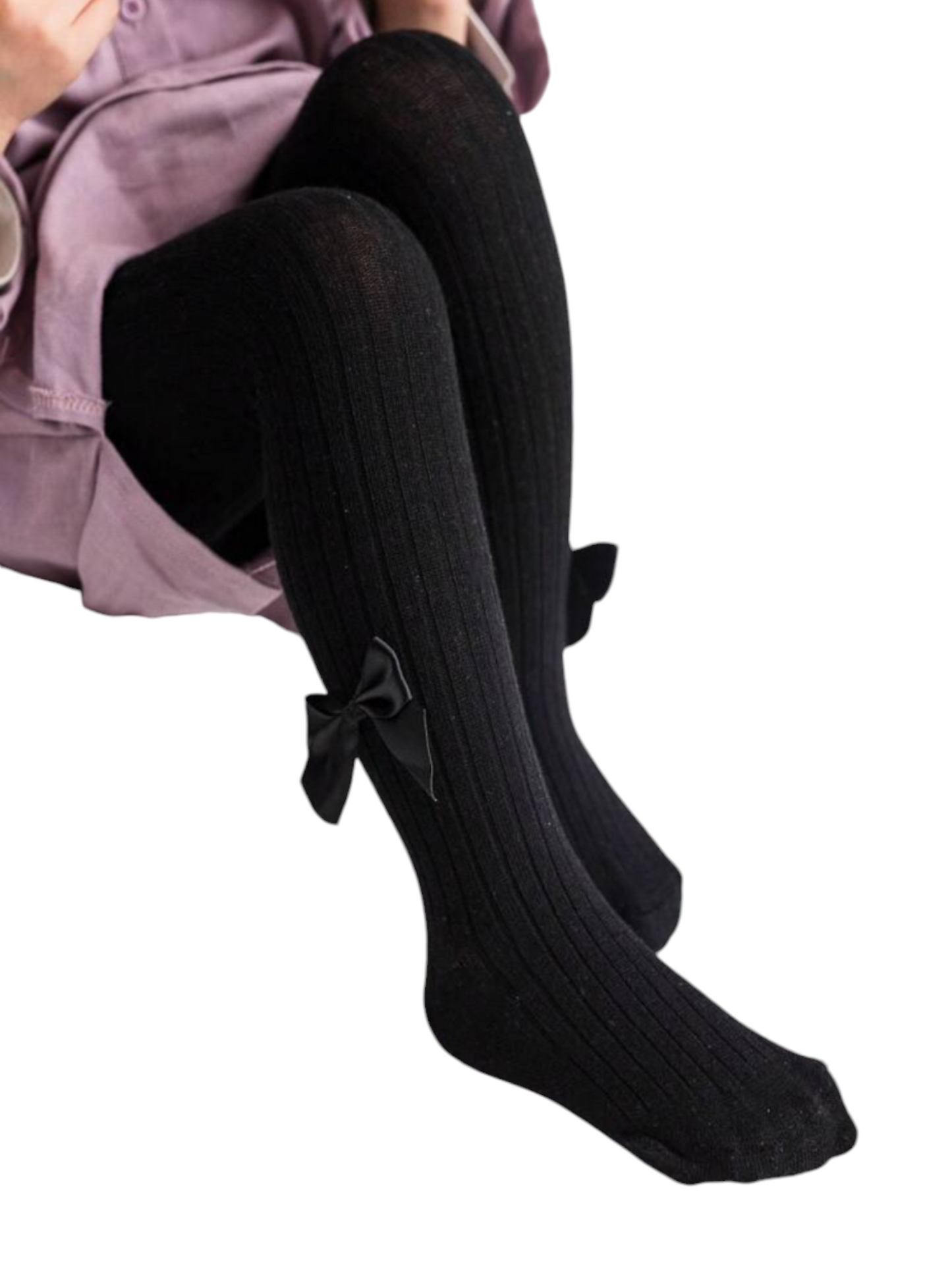 Girl black stockings with bow on the sides