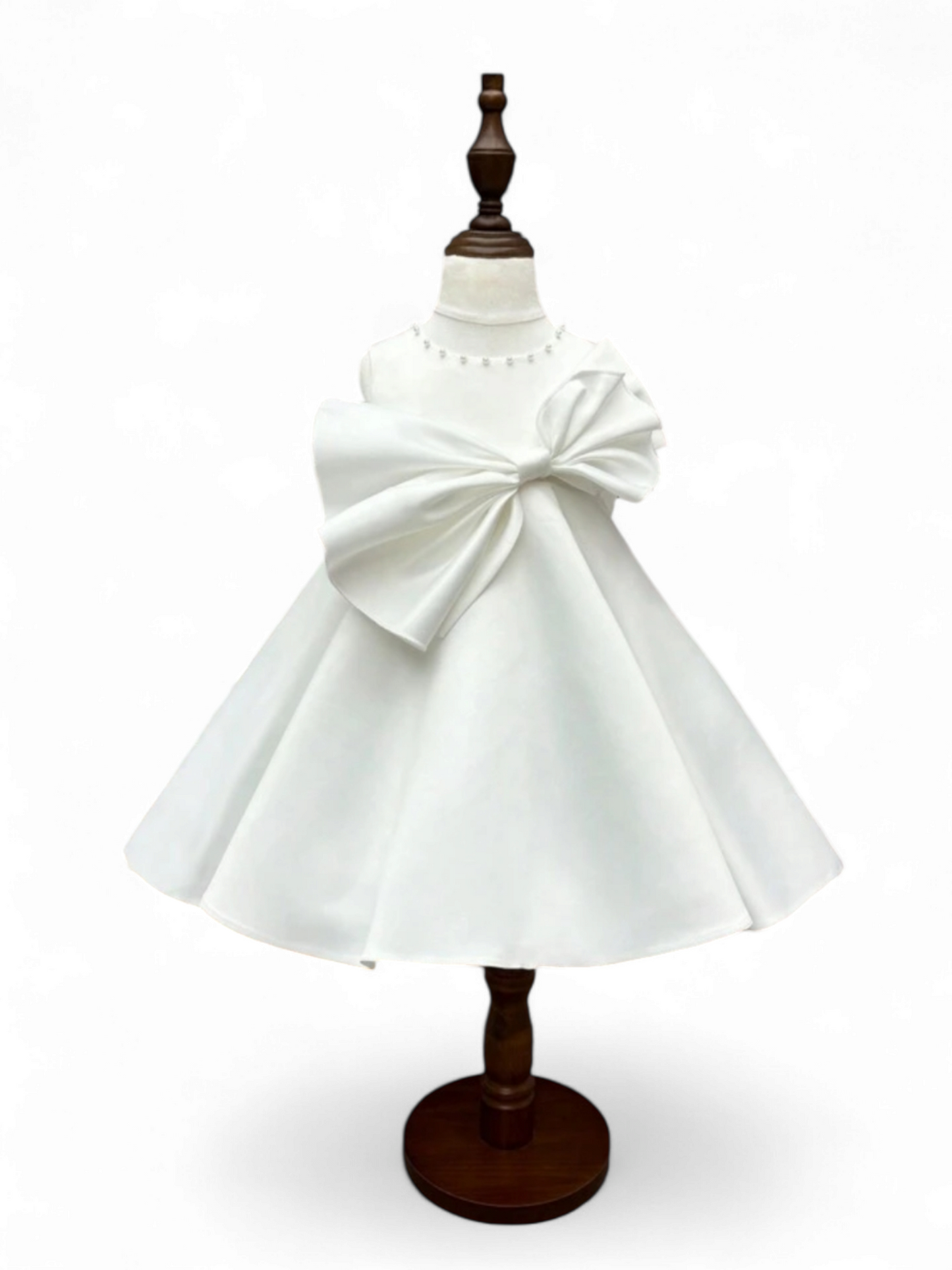 Baby white pearl girl formal dress