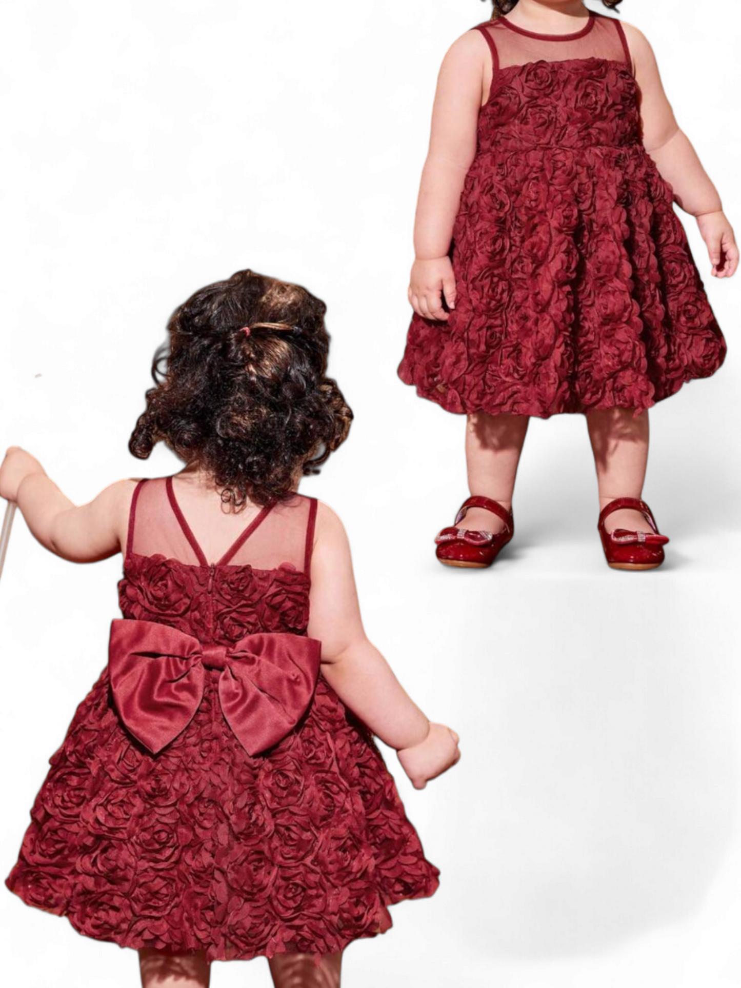 Baby red flowers girl formal dress