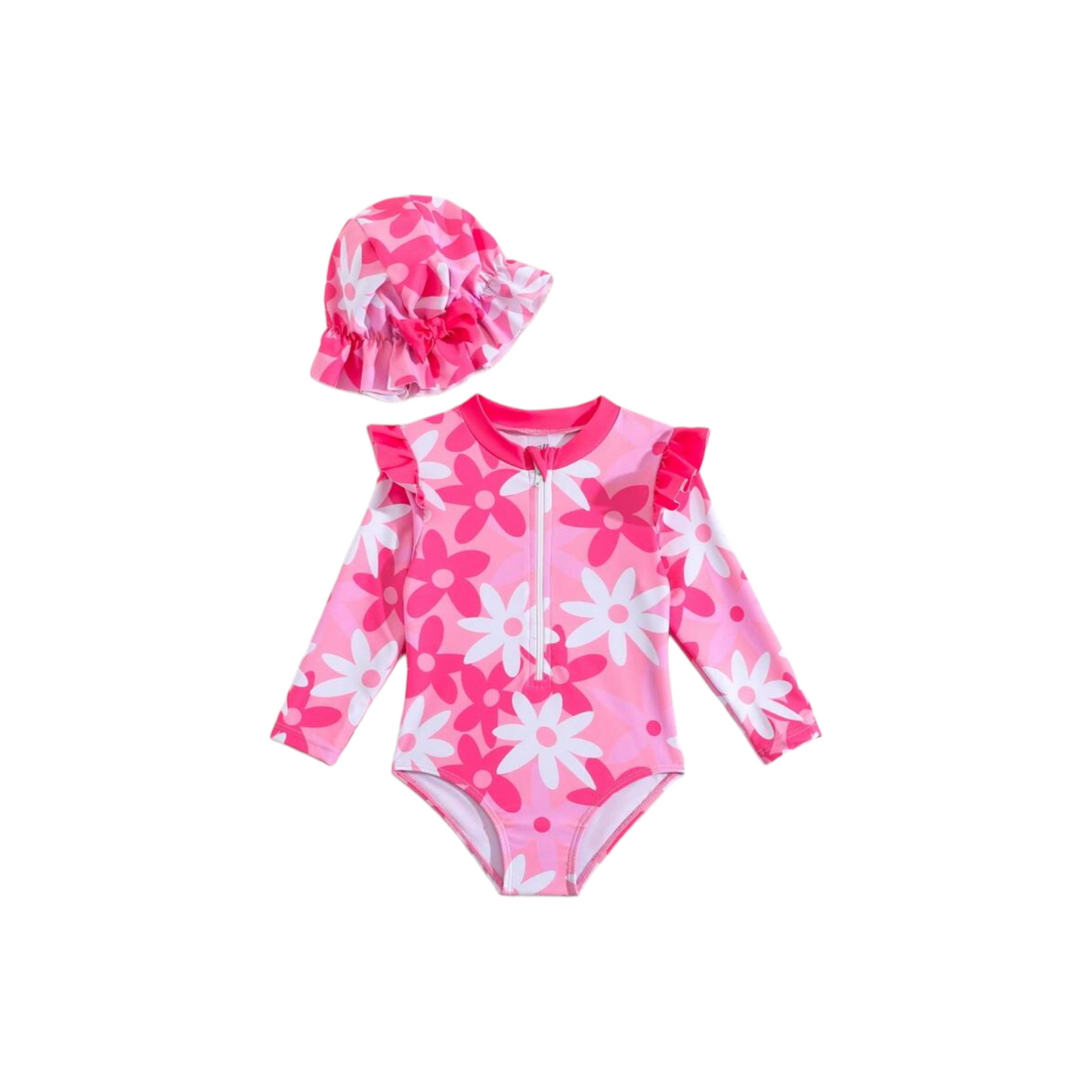 Pink & white baby girl 2pc swimsuit