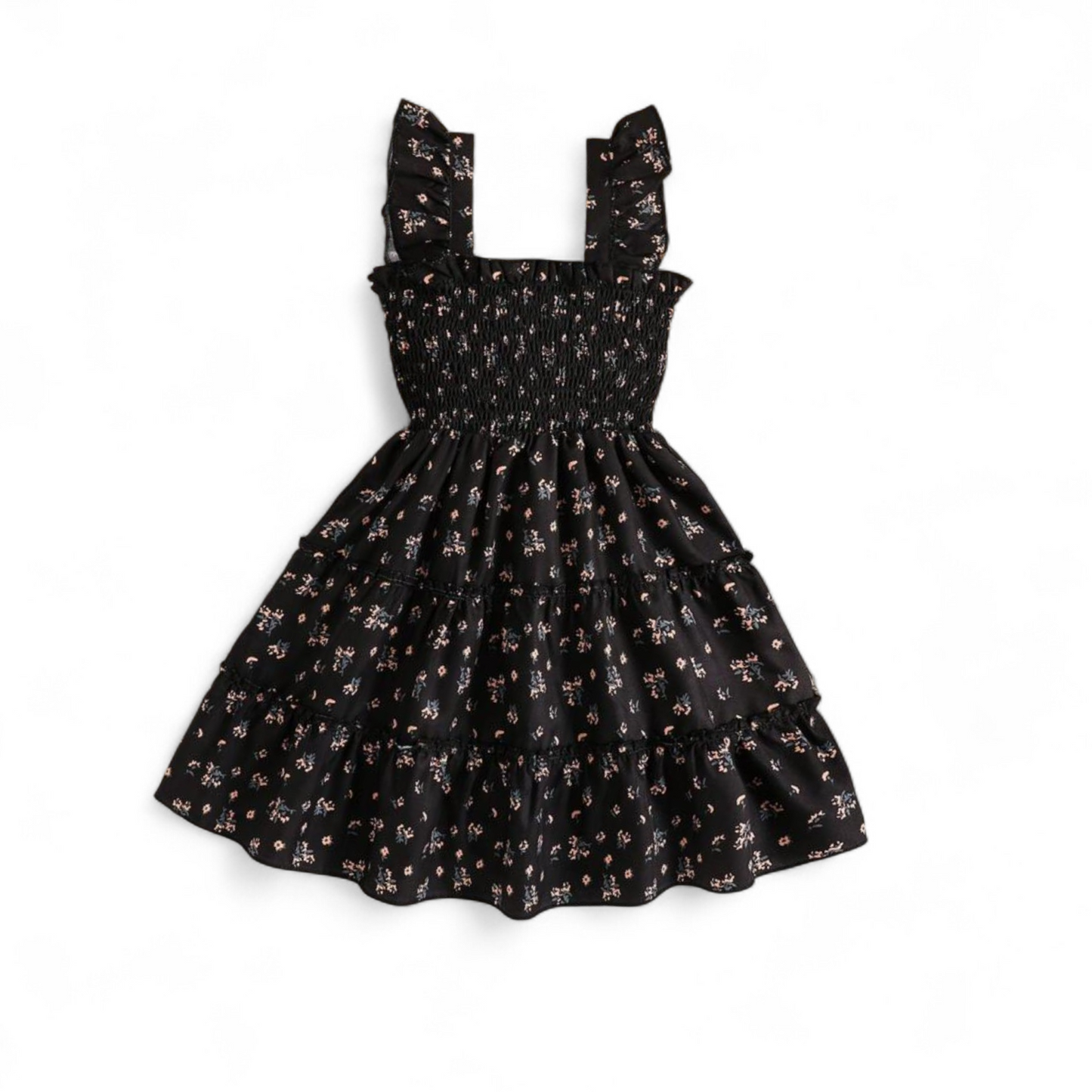Floral black spring girls dress