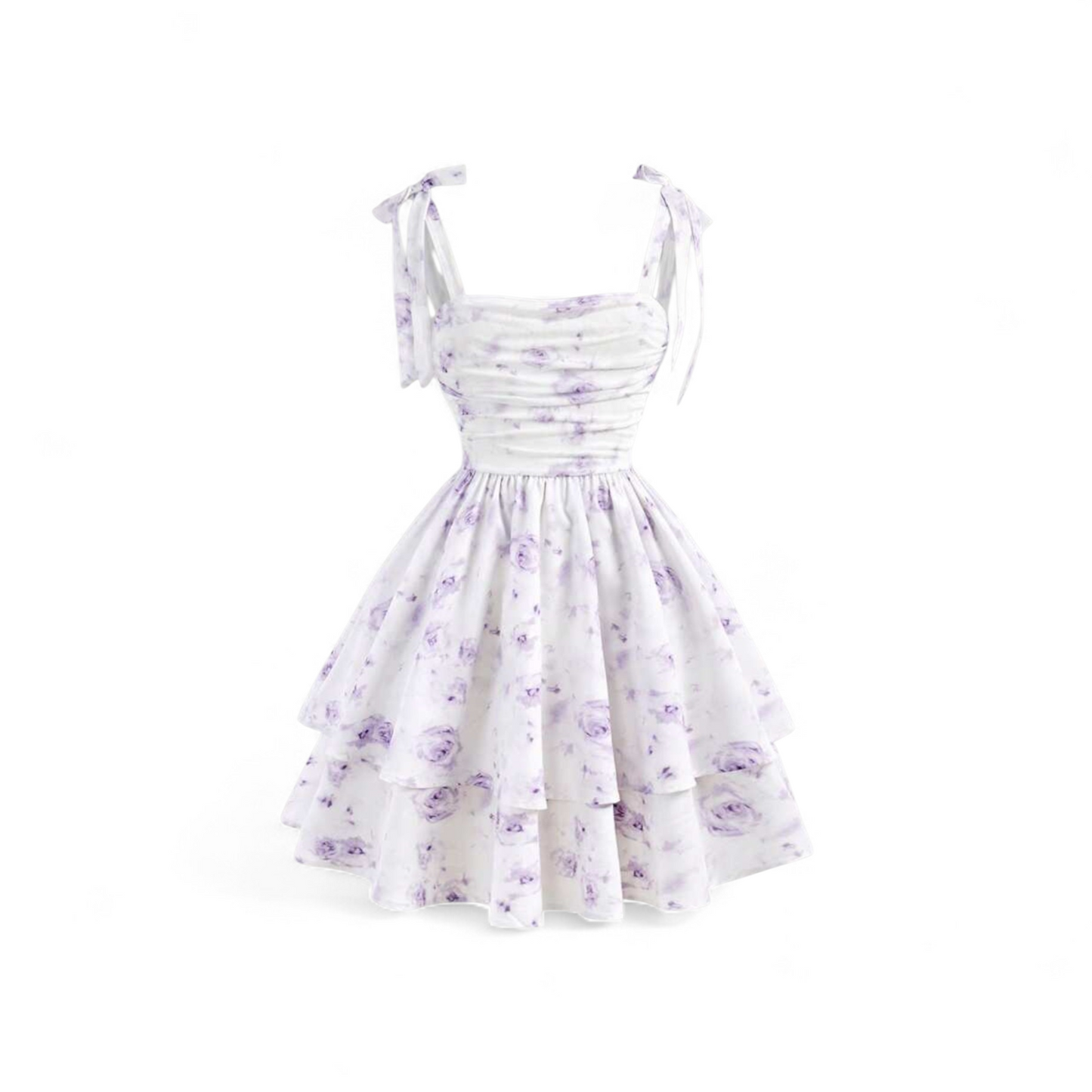 Purple floral pre teen girls spring dress