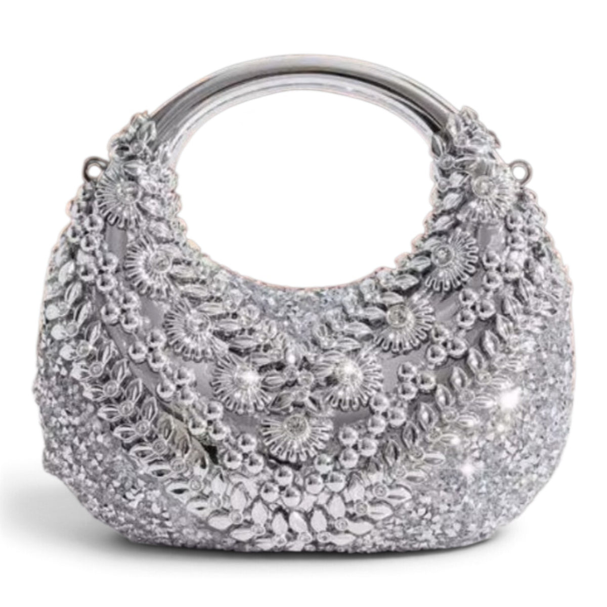 Silver jeweled girls purse