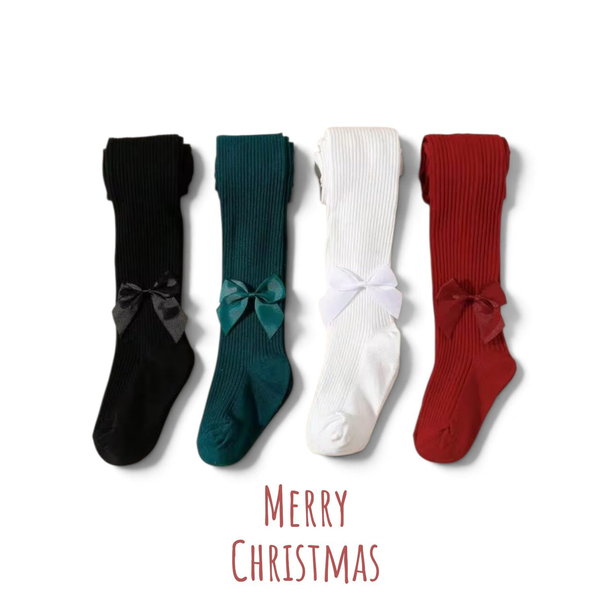 Girls stockings with bow Christmas colors 2k6
