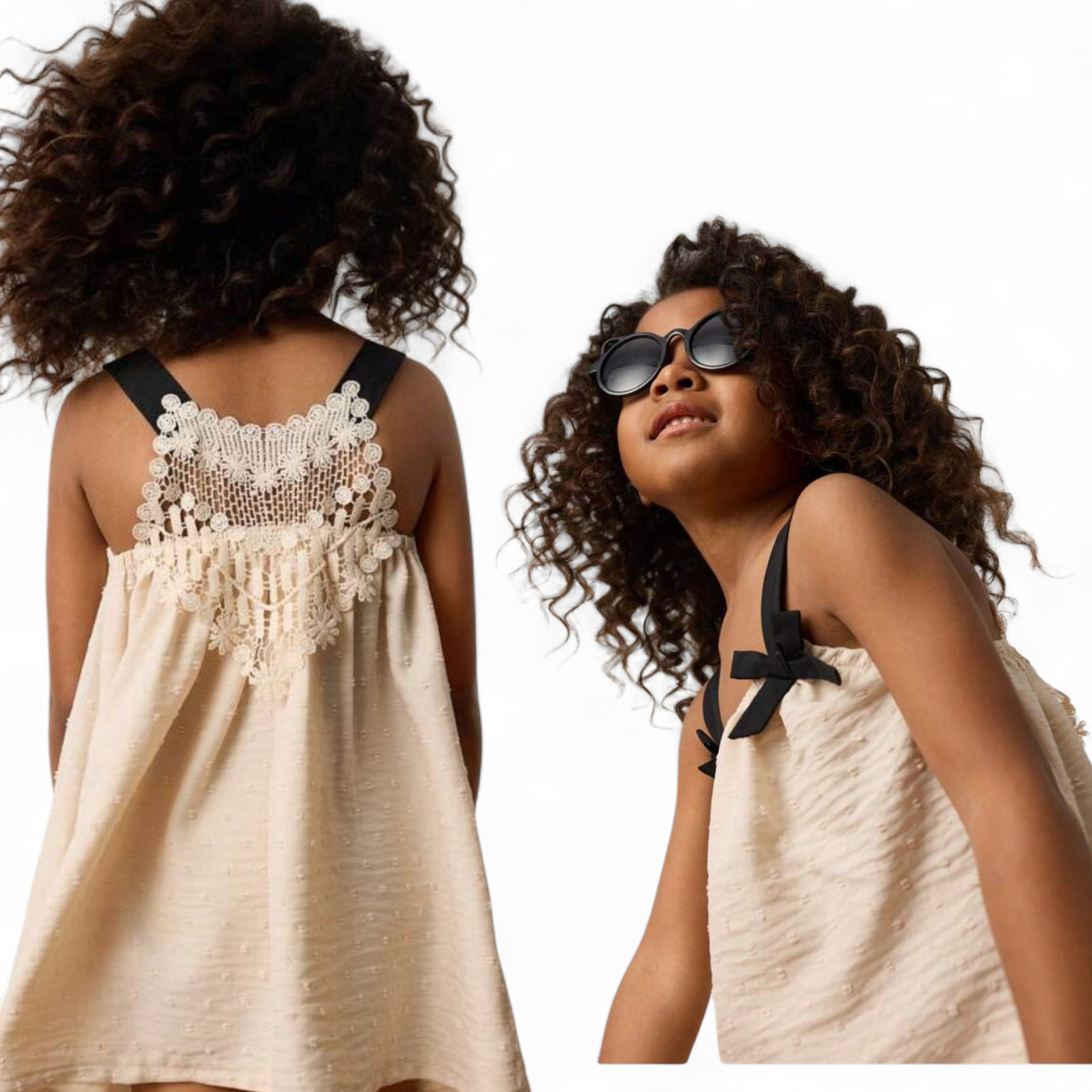 Brown girls dress with black bows