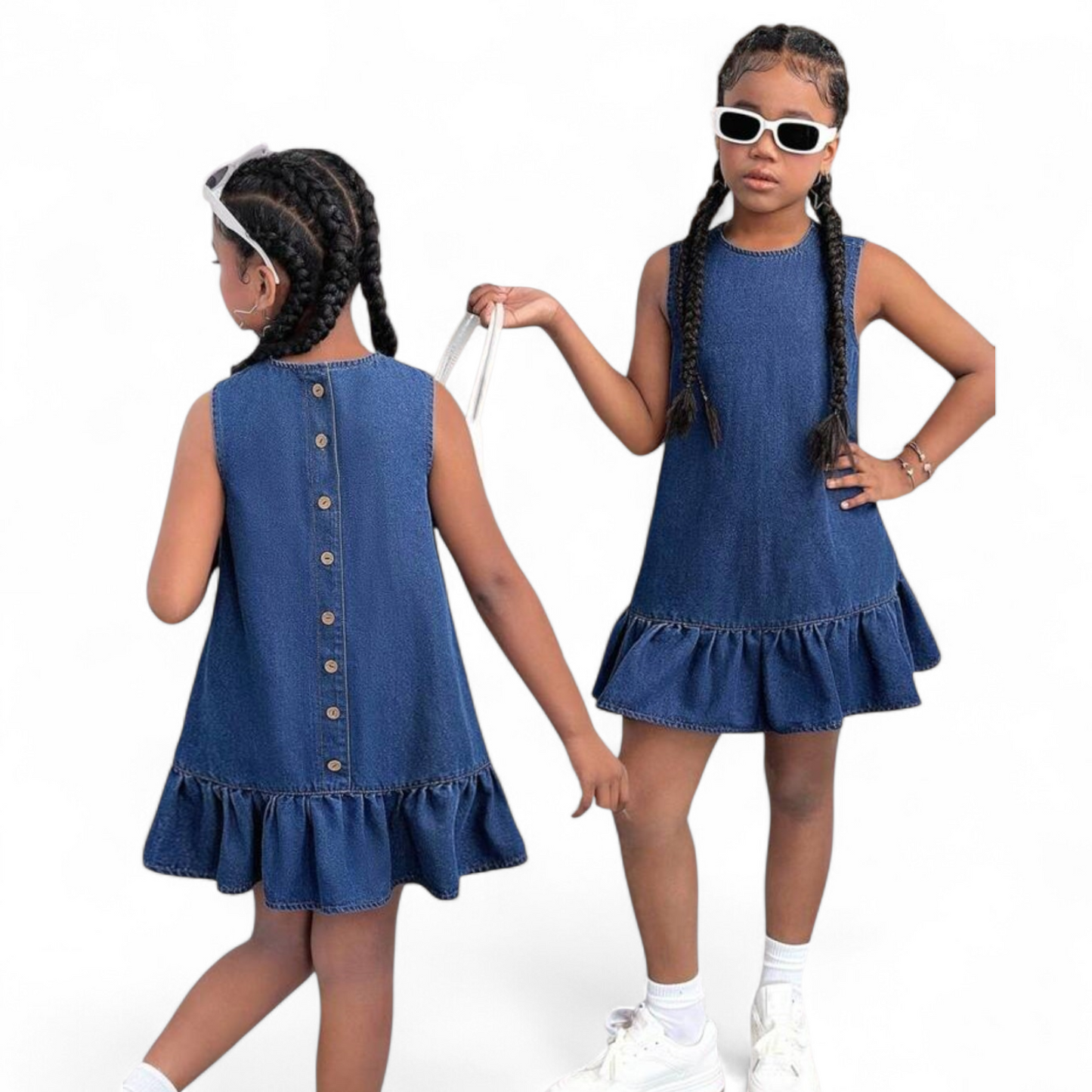 Pre teen denim girls dress