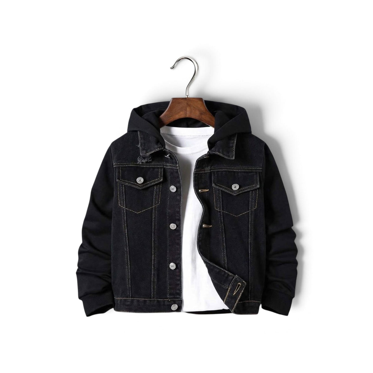 Pre teen boys denim black jacket