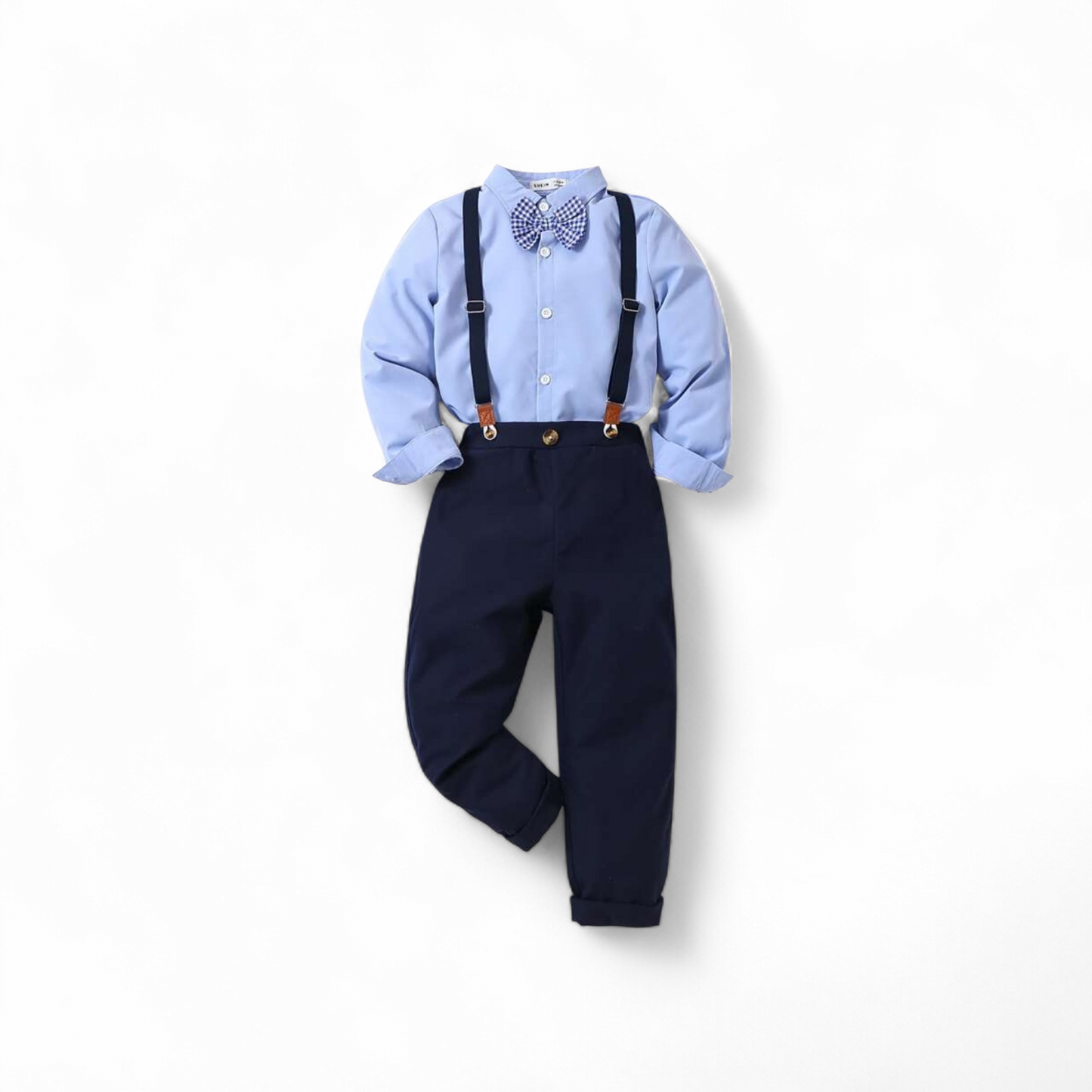 boys navy blue suspender boys formal set