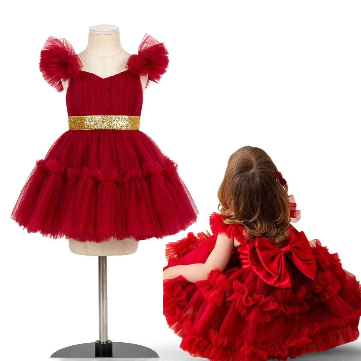 Beautiful red with gold baby dress 2k6