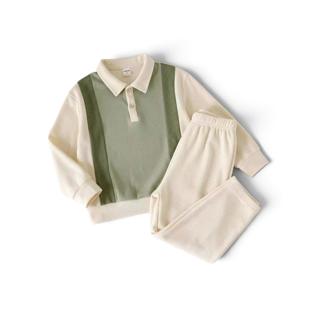 Boys beige and green sweater set
