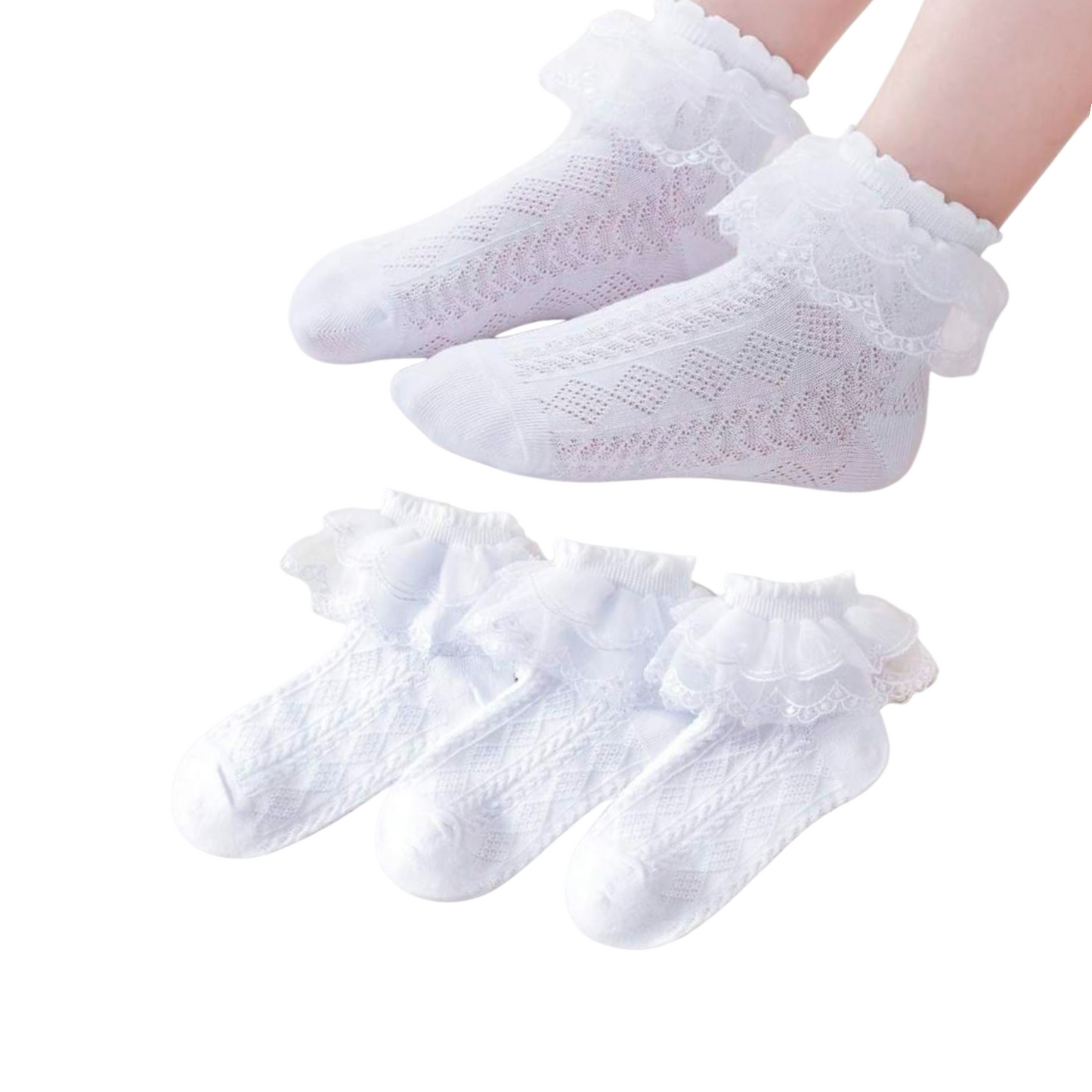 Girl diamond frill lace socks