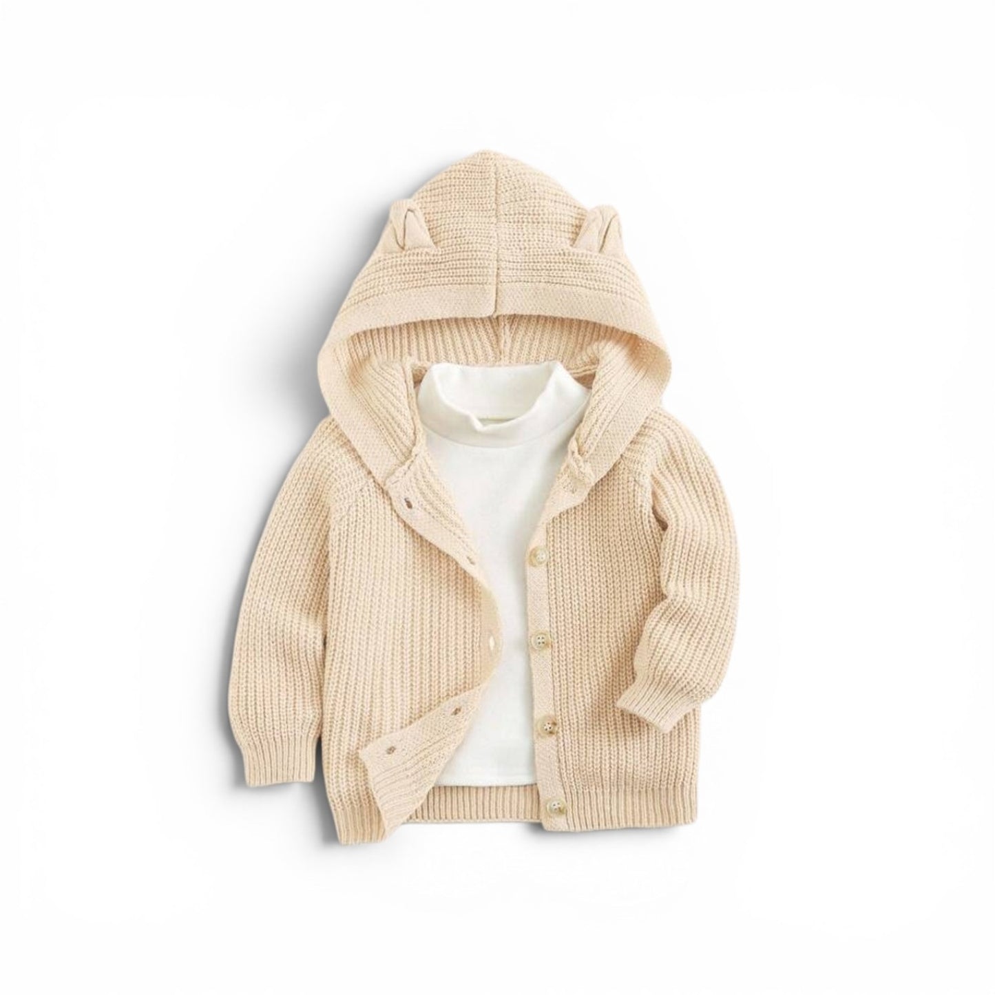 Beige knitted baby sweater