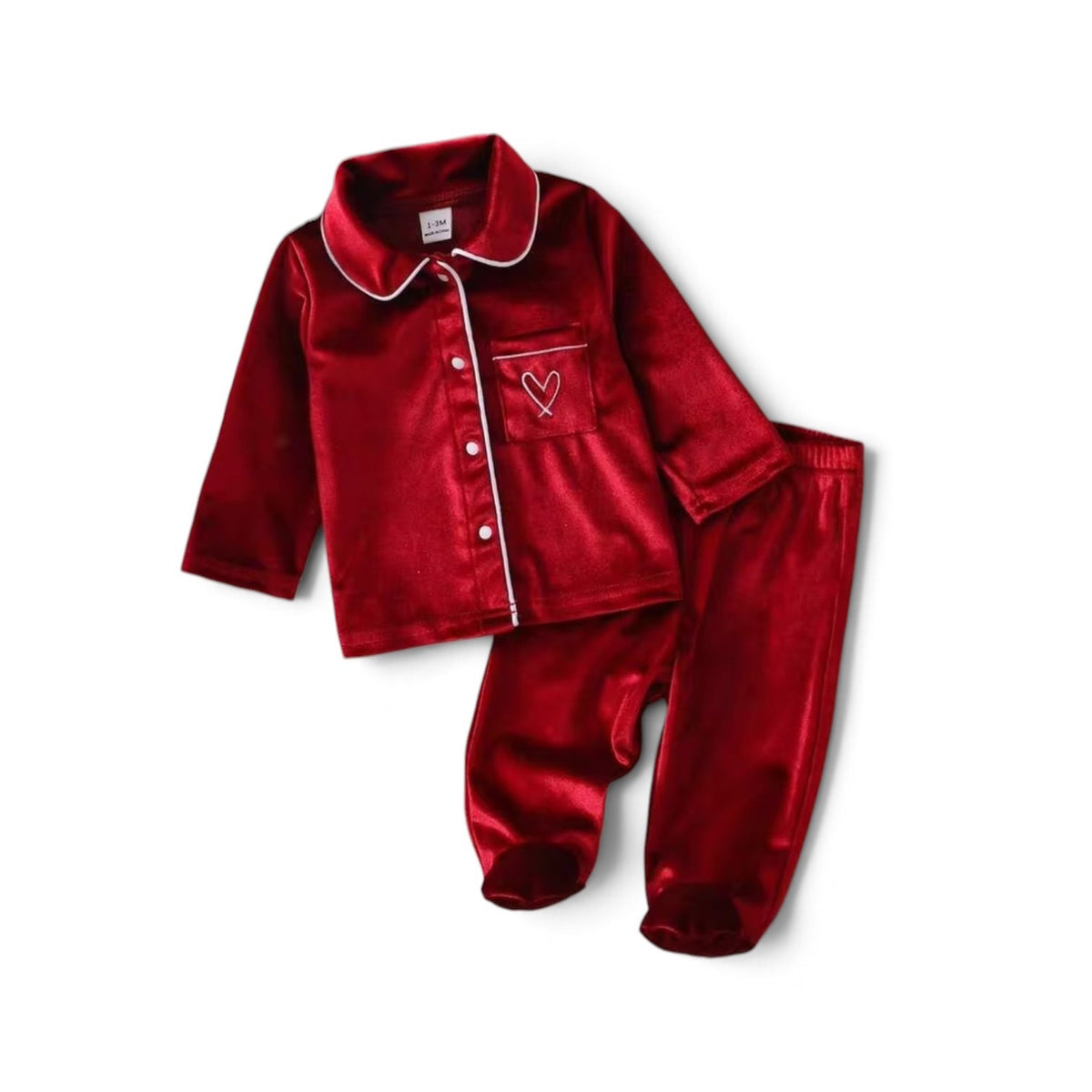 Burgundy velvet baby girls chritmas pj