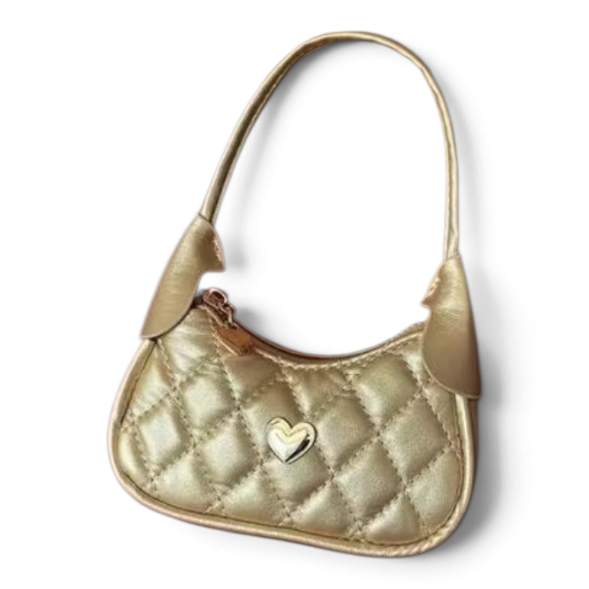 Girls waffle print gold heart purse