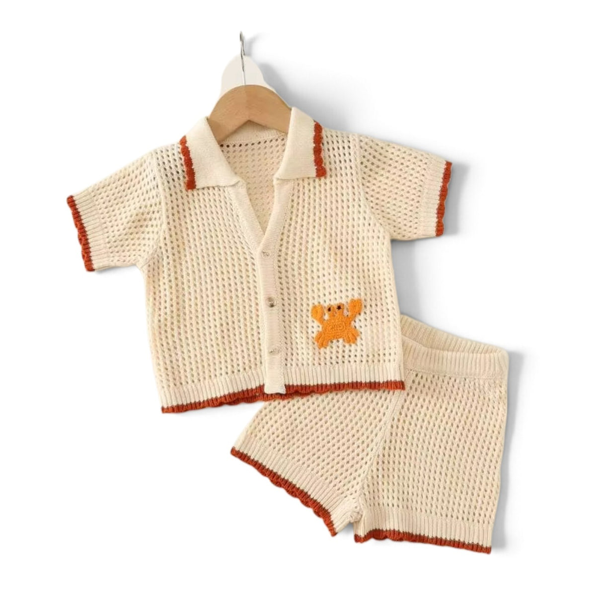 Knitt style baby beige 2pc baby set