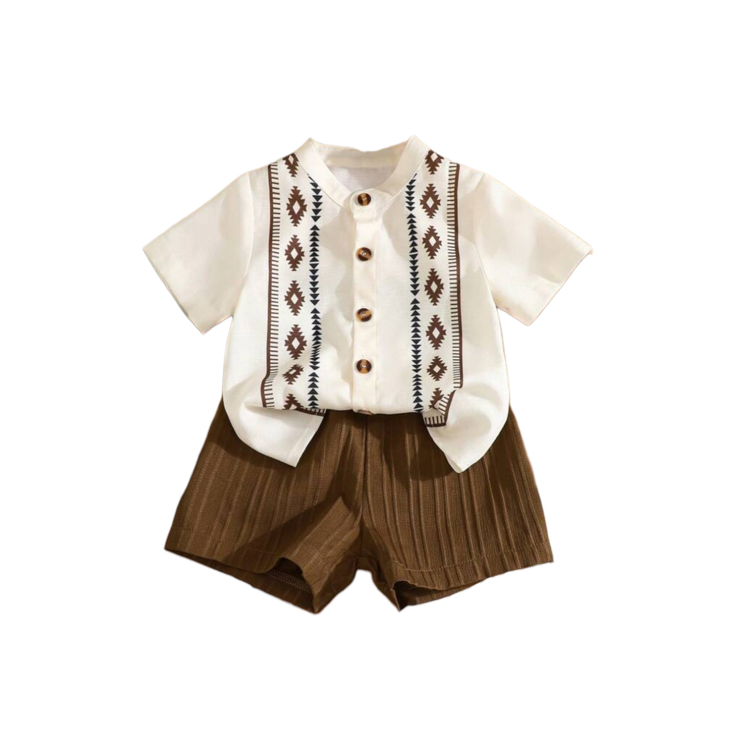 Brown & beige boho baby boys set