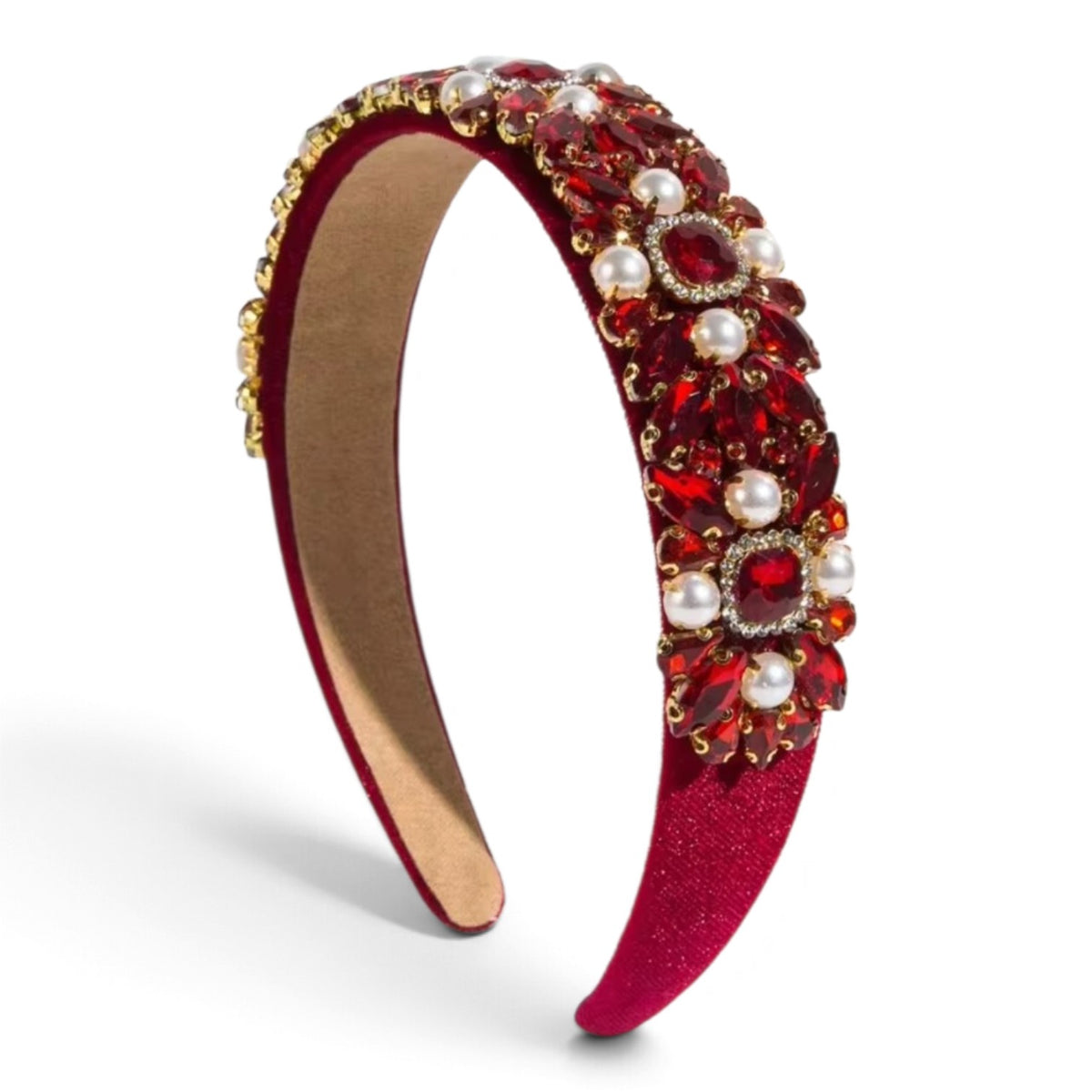 Red jeweled girls headband