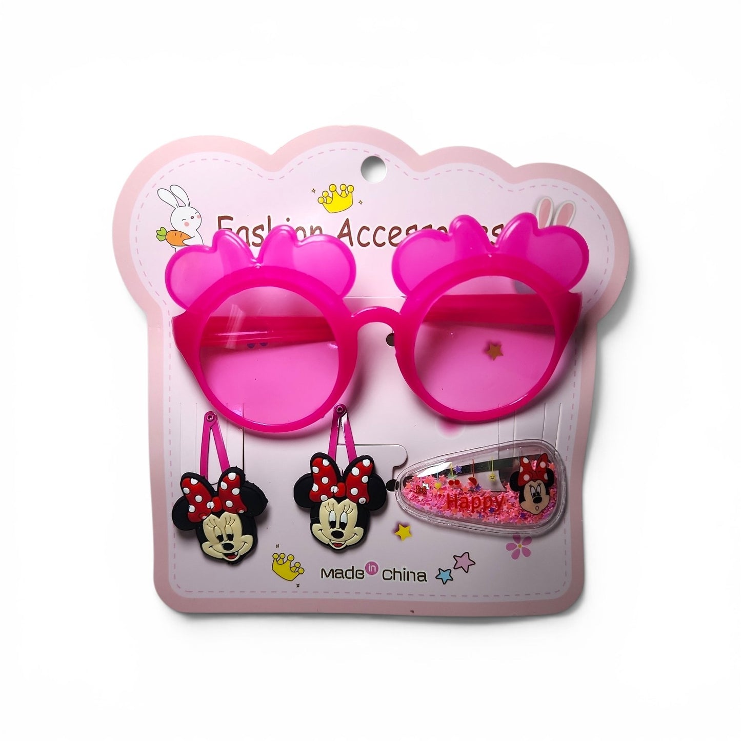 Pink Minnie mouse sunglasses and hair clip set