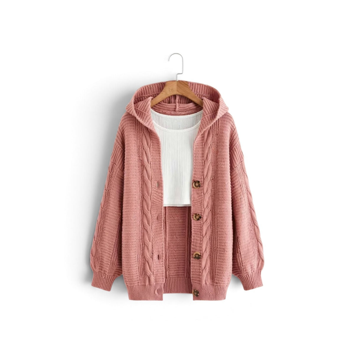 Girls long pink cardigan button down hoodie