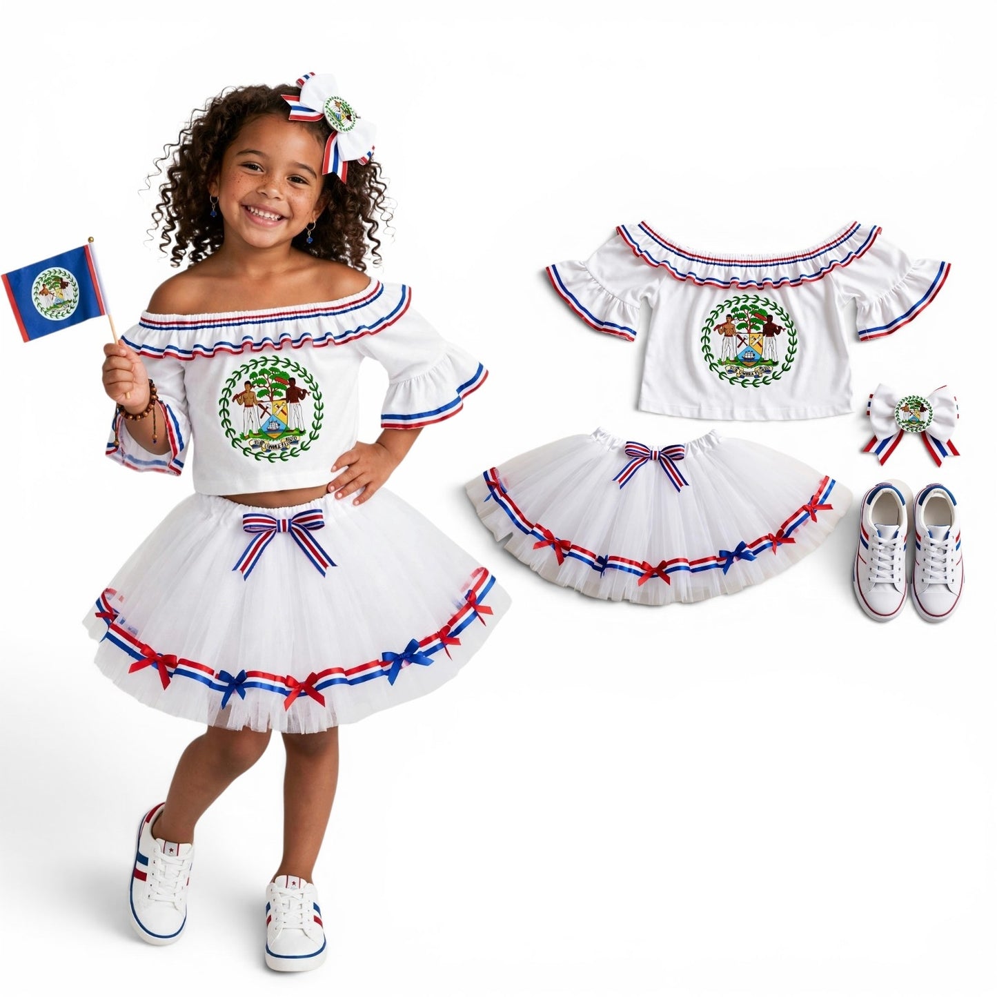 frill top with tutu ribbon skirt belize girls set
