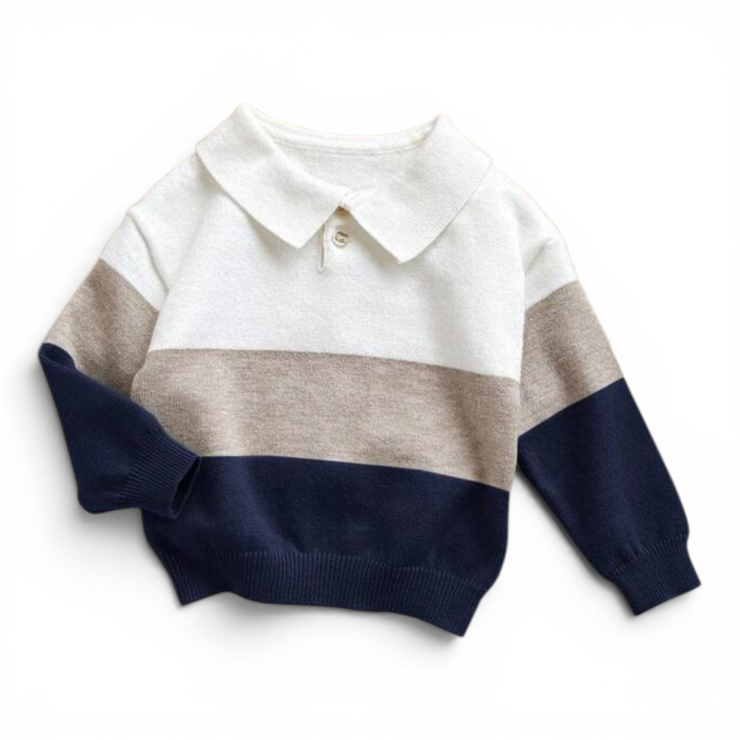 Blue white & beige preppy baby sweater