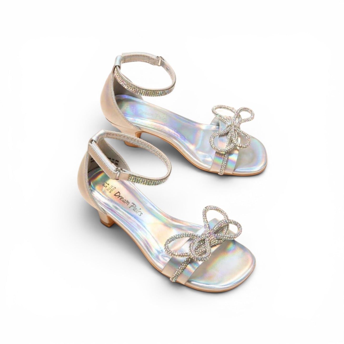 Silver paris bows girls formal shoes 2k6