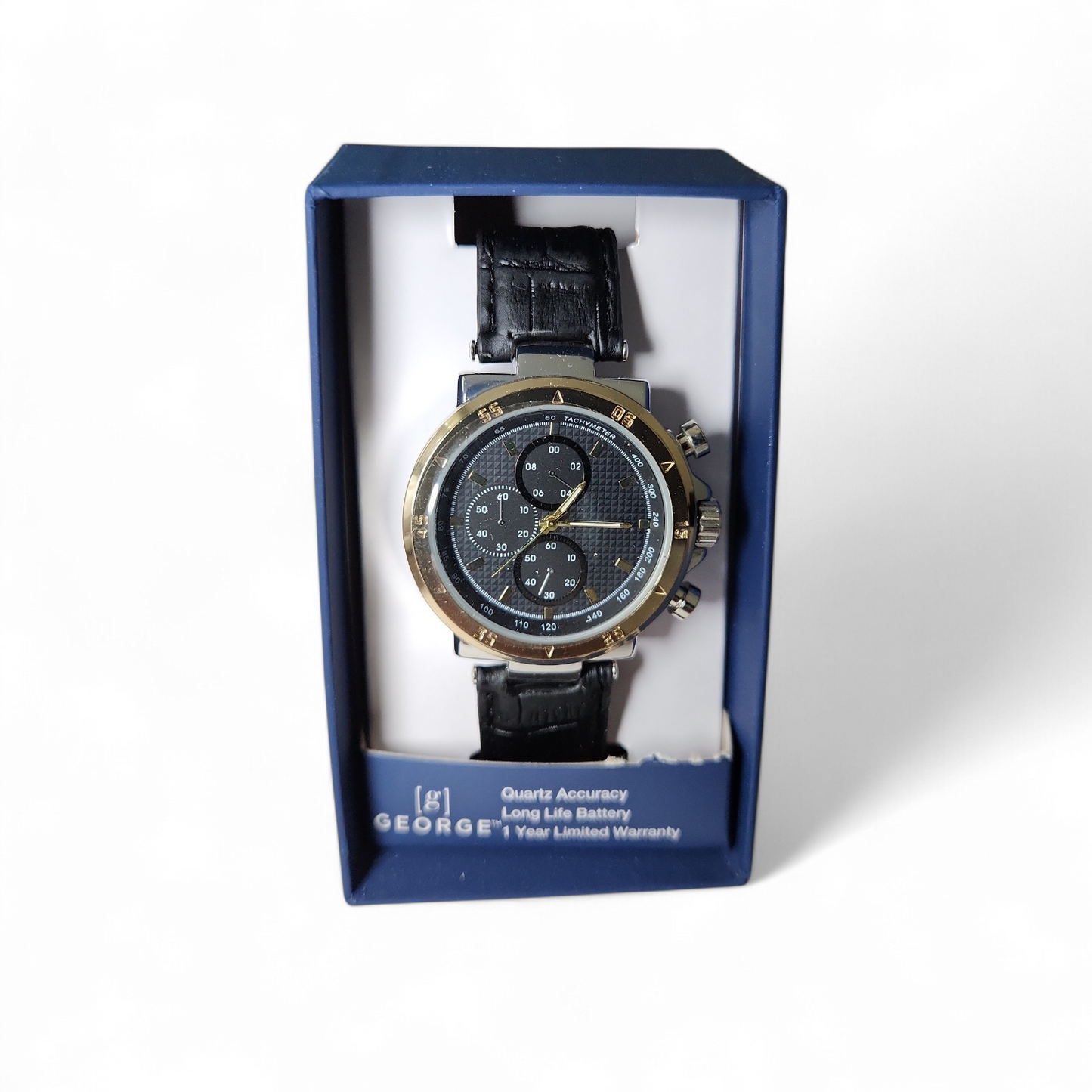 George black leather teen boy watch