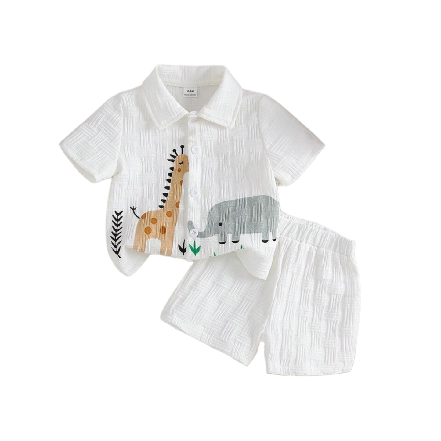 Safari white 2pc baby boy set