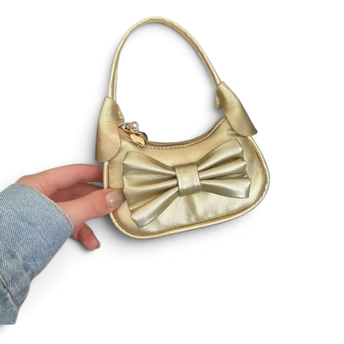 Gold bow girls purse