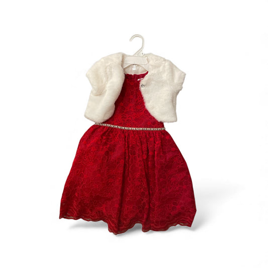 Baby red dress with fur jacket