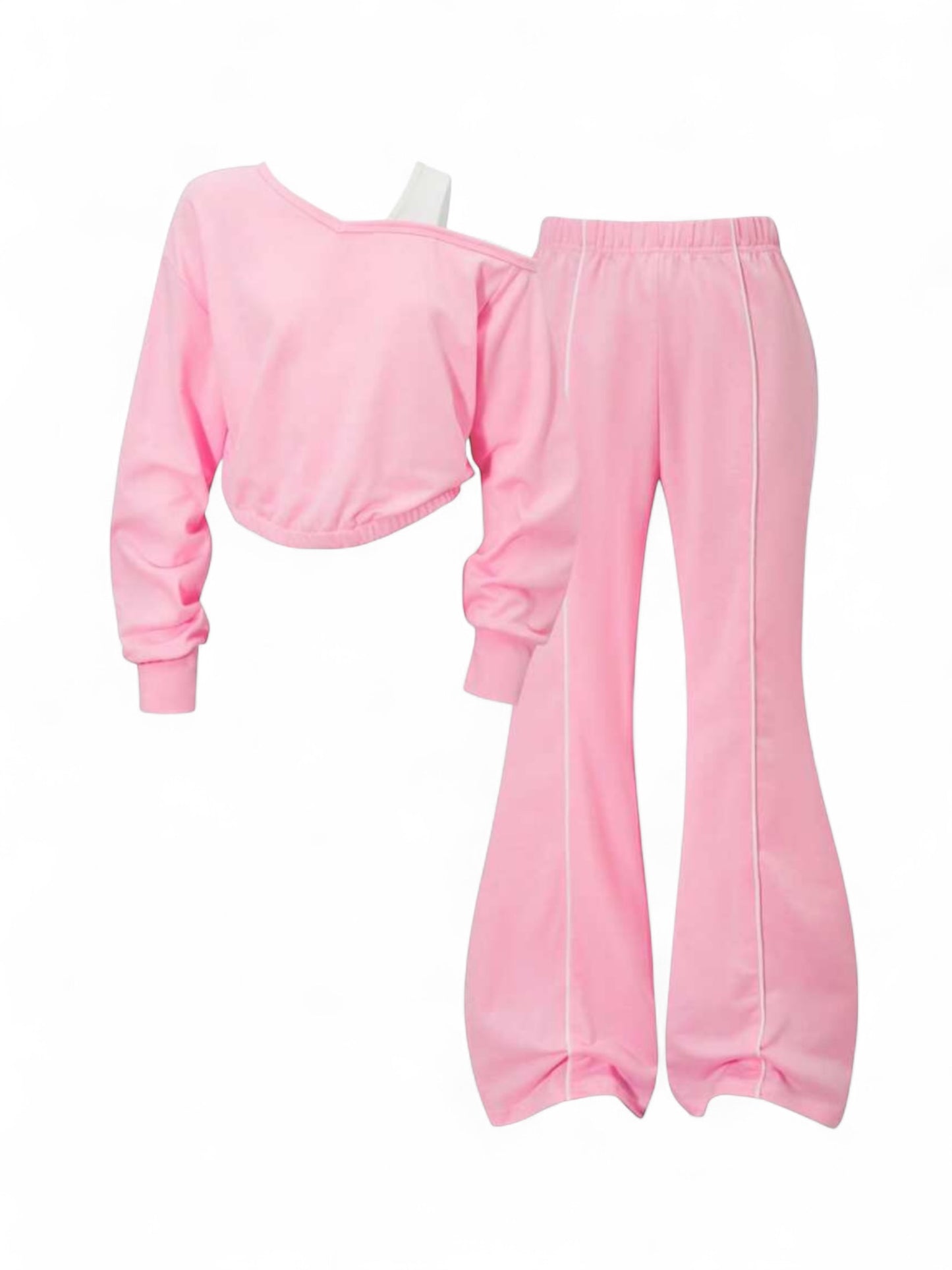 Pink with white stripe pre teen lounge girls set