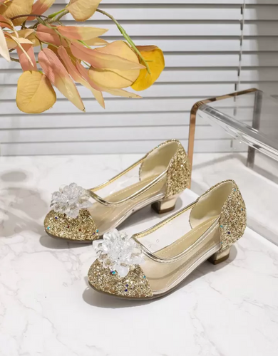 Sparkly gold shoes with gem girls formal shoes 2k5