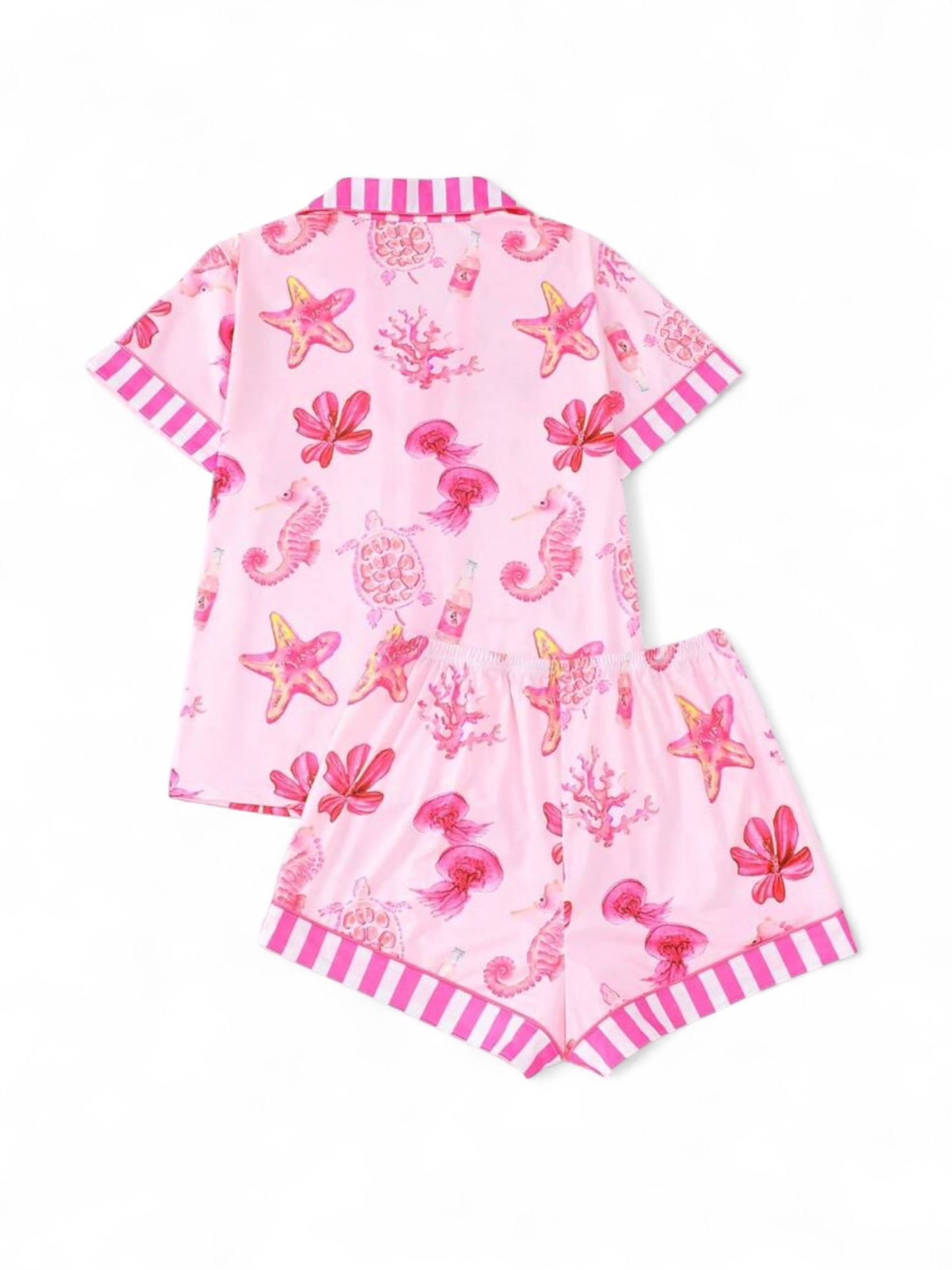 Seashell & flowers pink teen girls pj