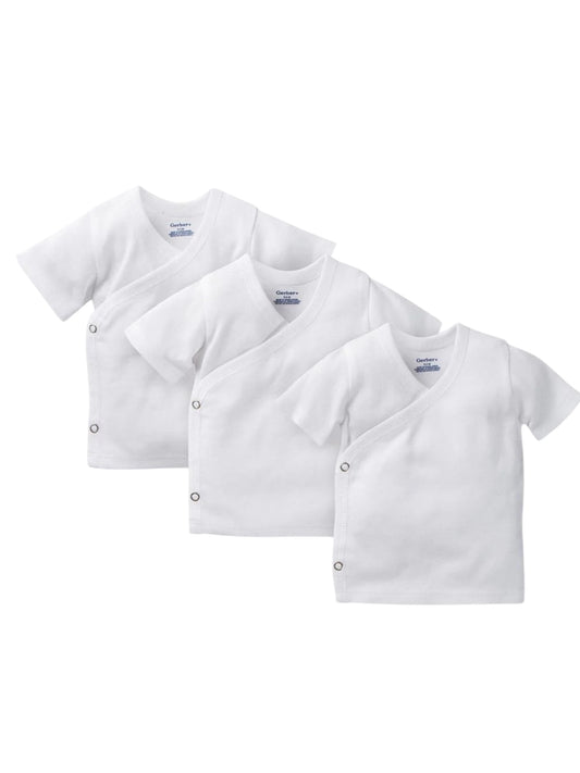 3 -pk gerber baby side snap baby shirts