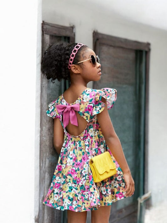 Pink floral pre teen girl dress