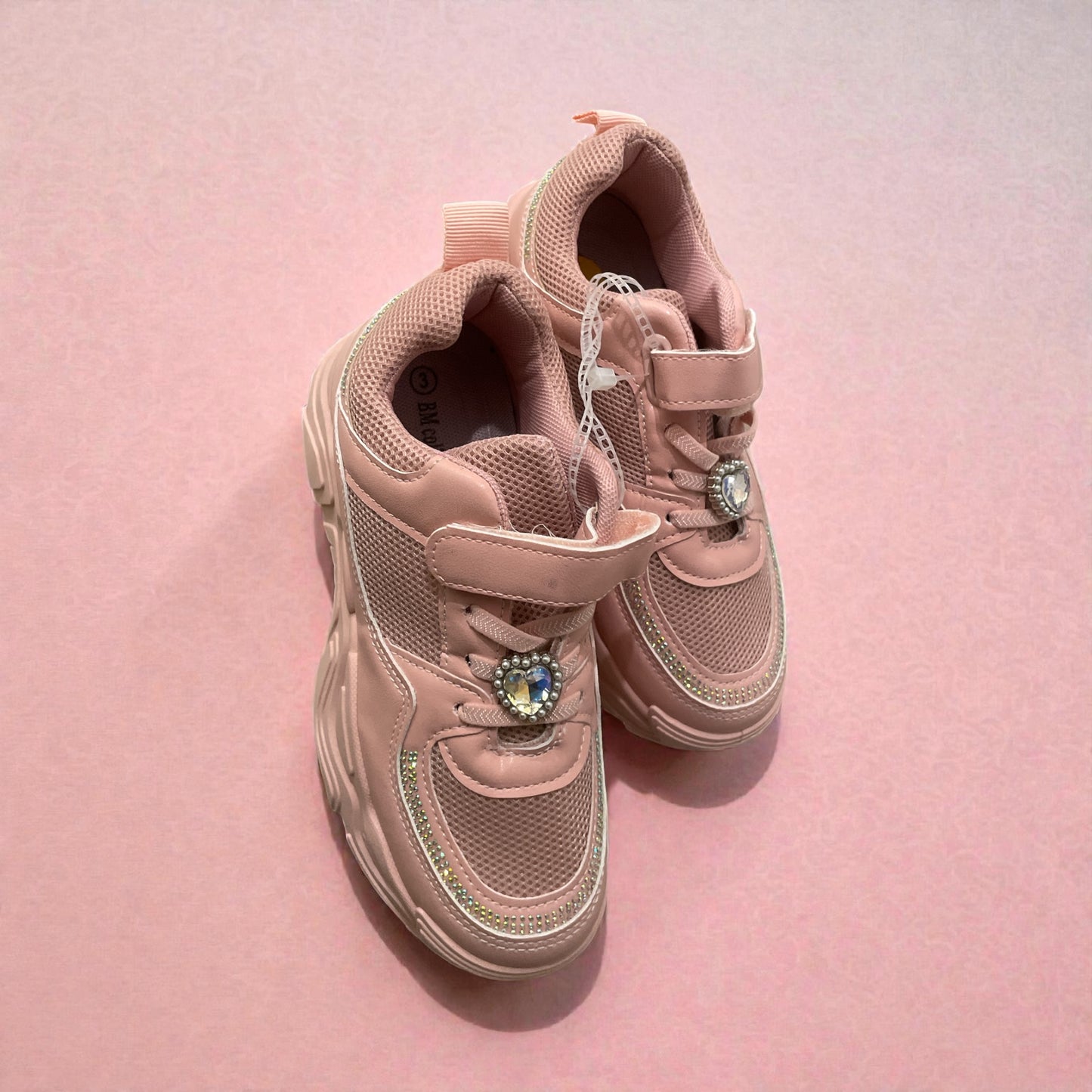 Pink dimond girl Velcro girl sneakers