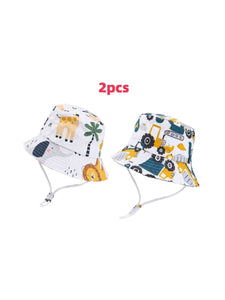 2pc animals & truck baby boy bucket hat set