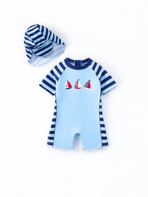 Boat  with stripes baby swimsuit