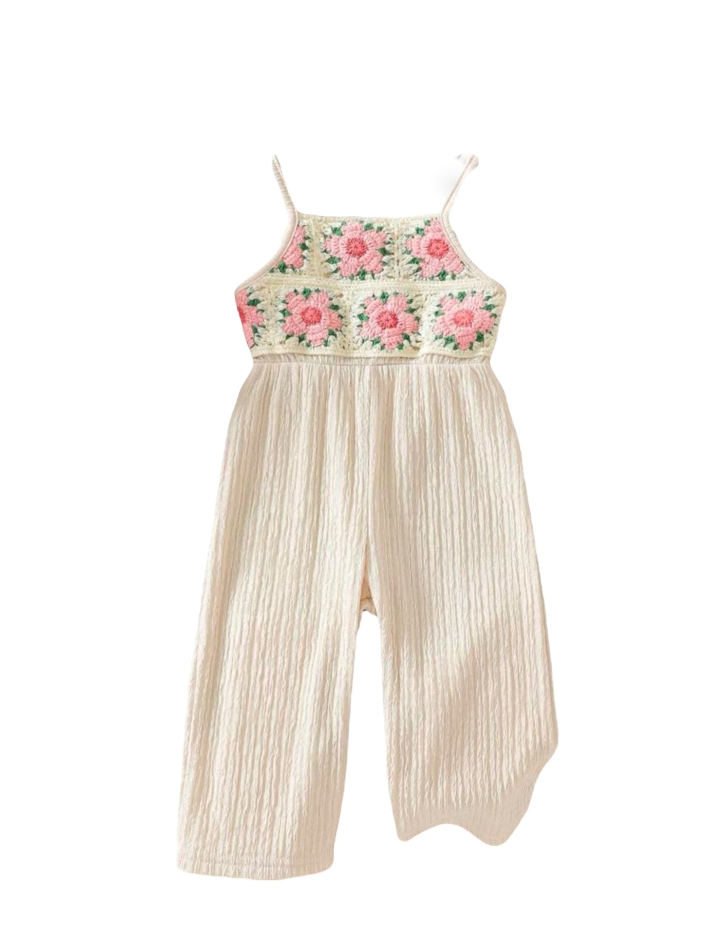 Boho crochet top pink flowers girls jumper