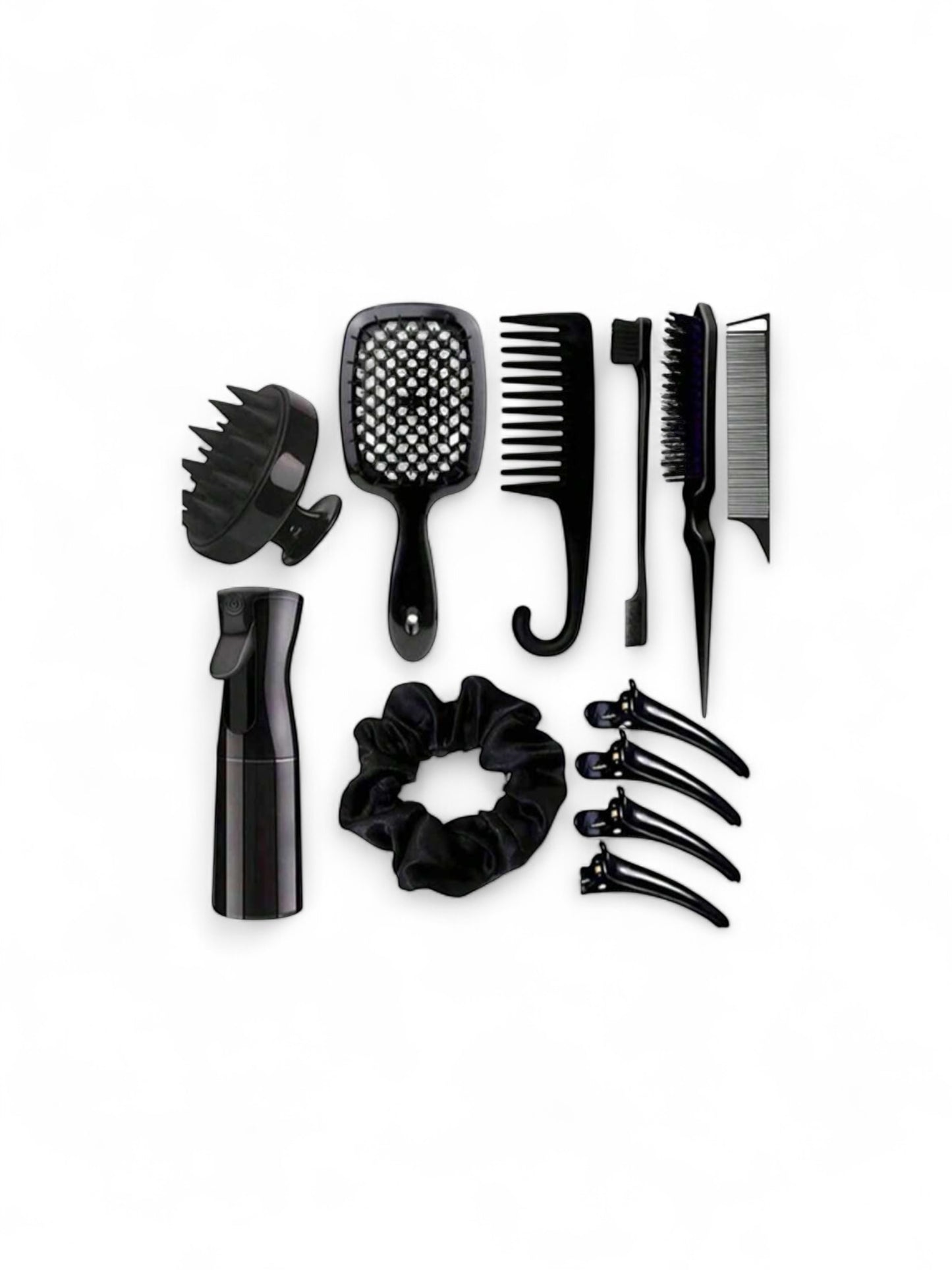 12pc  hair care black brush set