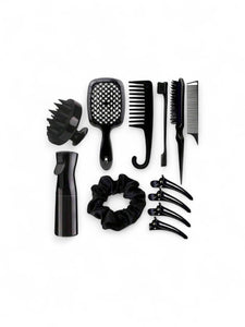 12pc  hair care black brush set