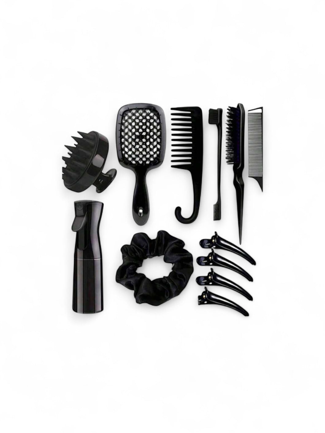 12pc  hair care black brush set
