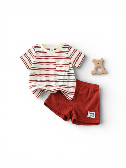 Baby stripe top with red pants baby 2pc set