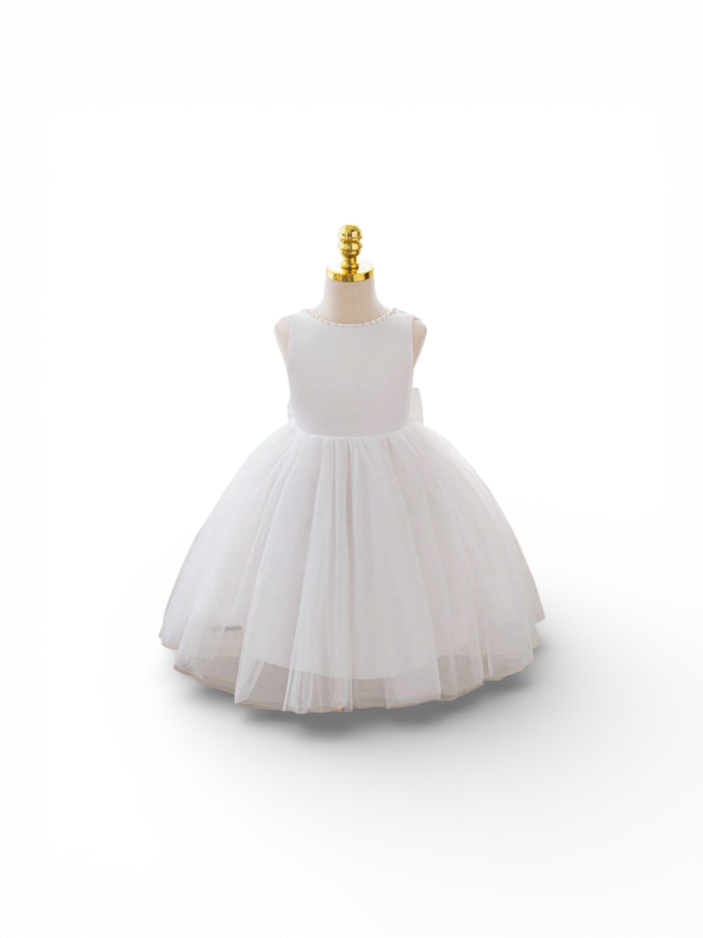 Girls pearl low back girls white  dress