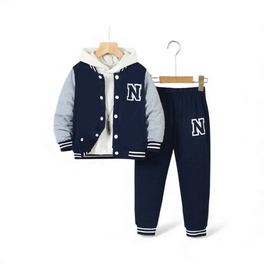 Navy blues jersey boy sweats 2pc set (N)