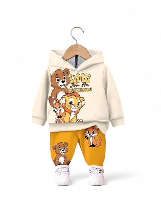 Time for adventure mustard animal baby boy sweats